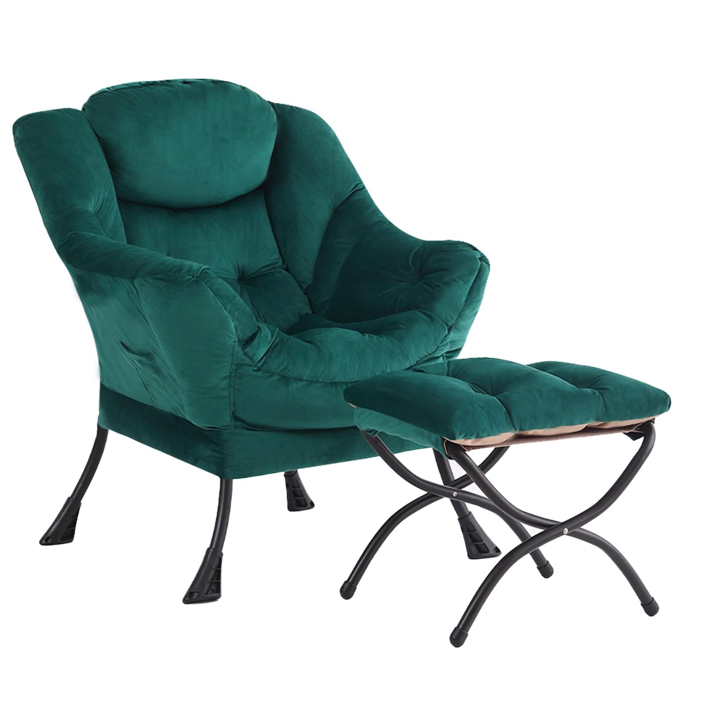 YOTATING Comfy Armchair with Footstool, Lazy Chair with Ottoman Leisure Accent Chair Relax Lounge Chair with Armrests & Side Pocket for Living Room