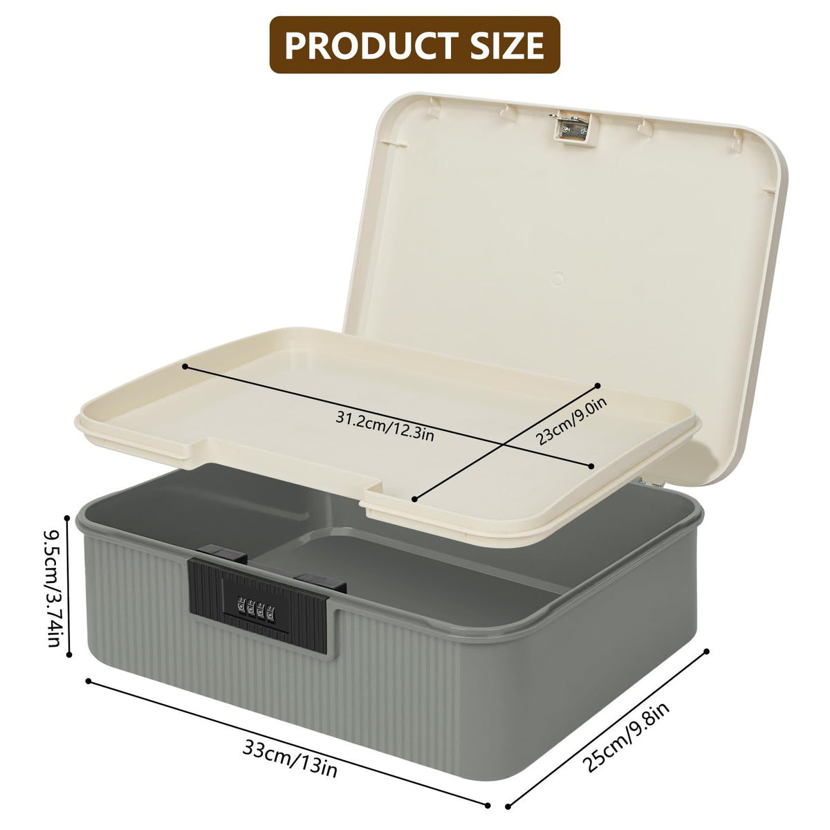 HOTOOLME Lockable Storage Container Bin,Medicine Organizer Box,Grey, M
