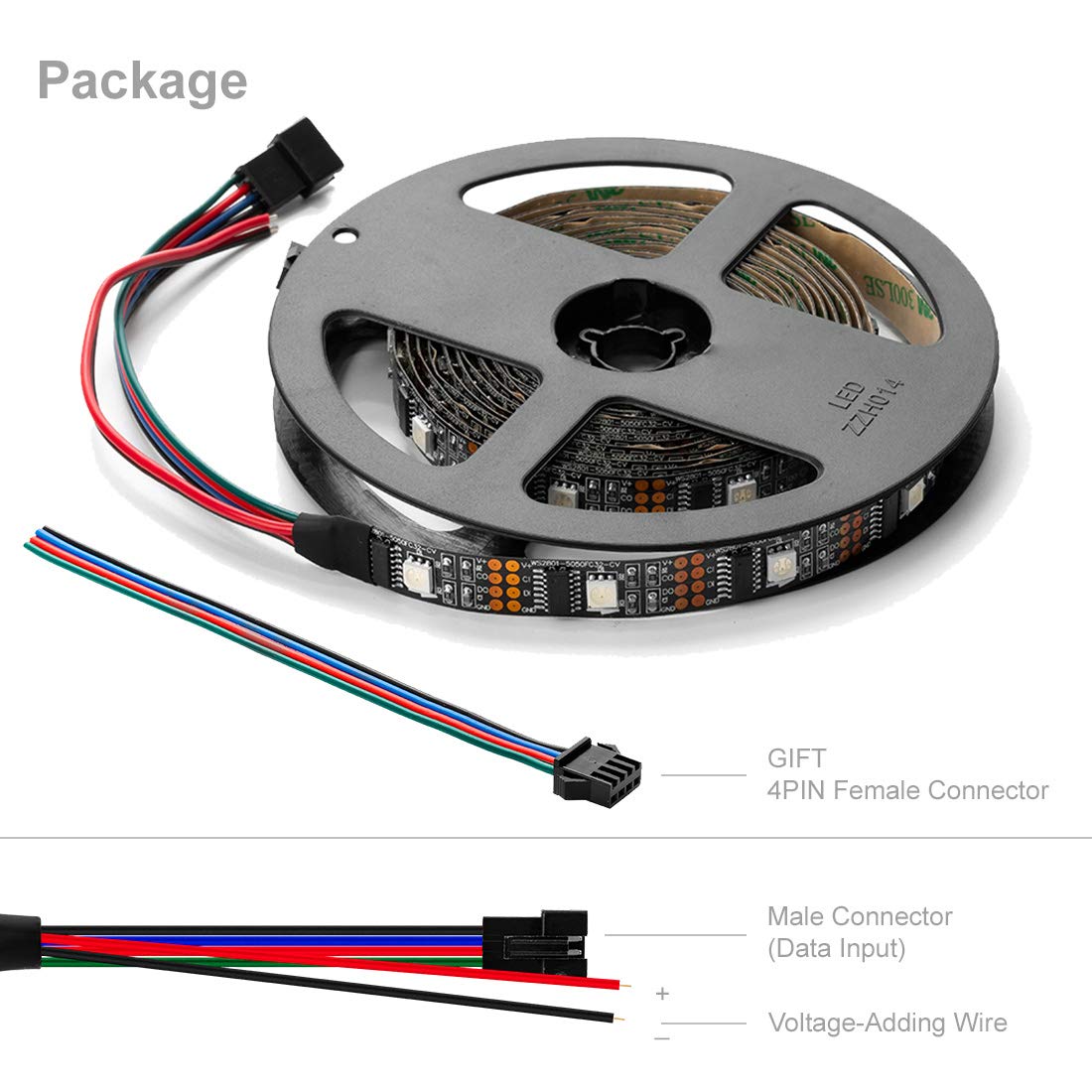 BTF-LIGHTING Individually Addressable WS2801 Light LED Strip 5050 SMD RGB 32LEDs/m 4M 13.12ft 128LEDs IP30 Non-Waterproof Black PCB Pixel Light DC5V