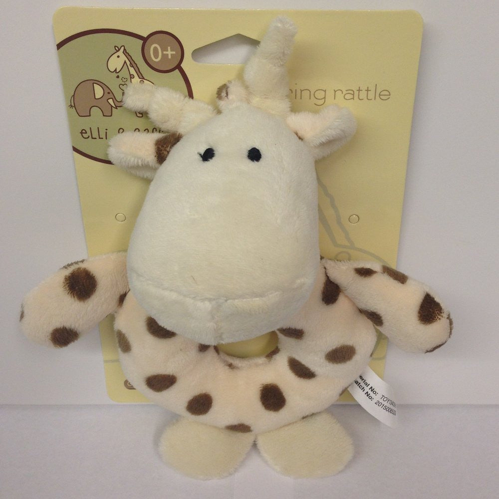 Elli & Raff Plush Ring Rattle (Pair) Elephant & Giraffe
