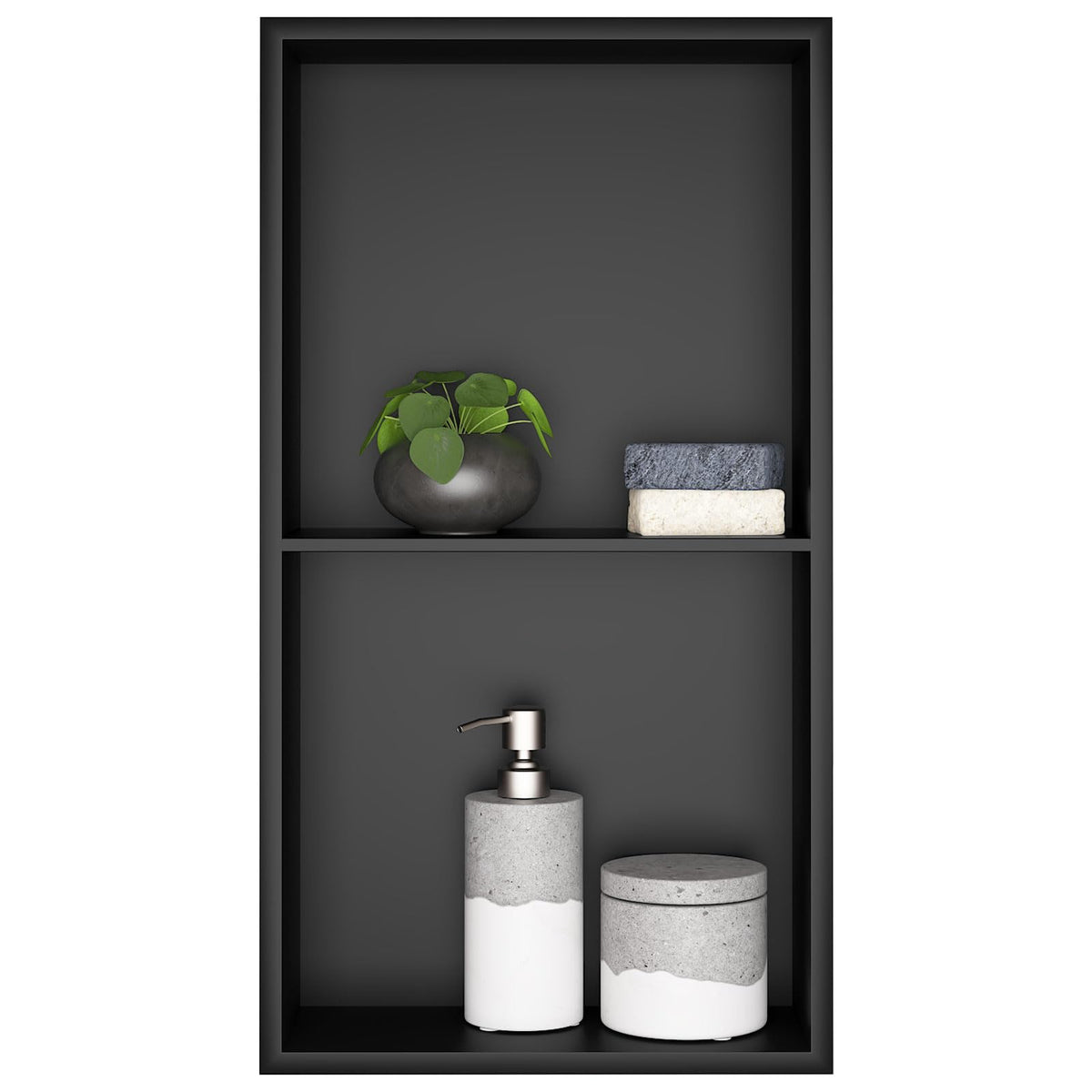 sunrik Shower Niche, Embedded Shower Niche Stainless Steel, Shower Niche with Shelf 30?60?10cm, Black