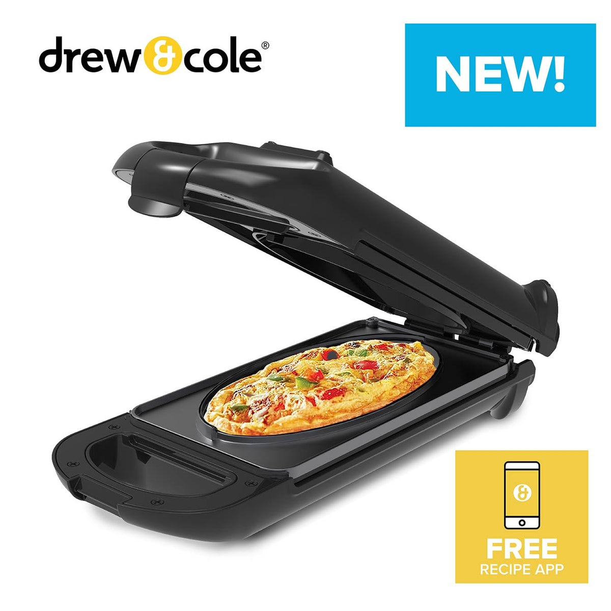5 Minute CleverChef - 700W - Non-Stick Multicooker - Great for Steaks, Omelettes, Toasties, Pizzas & Dessert Maker - Free Drew&Cole Recipe App - Quick