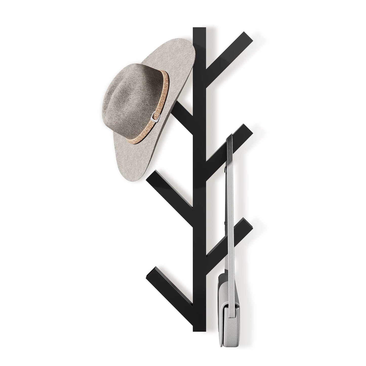 LOFTPLUS Coat Hooks Wall Mounted - 41 cm Vertical Metal Coat Rack with 6 Hooks, Wall Coat Hook for Hanging Jackets, Coats, Hats, Scarves and Handbags