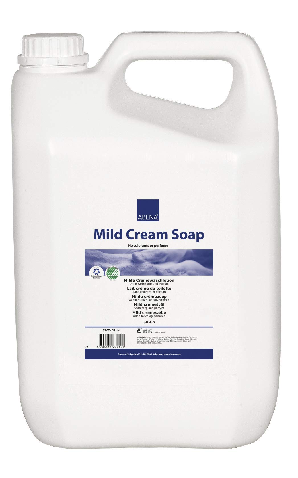 ABENA Mild Cream Soap, Colourant and Fragrance Free - 5 Litre