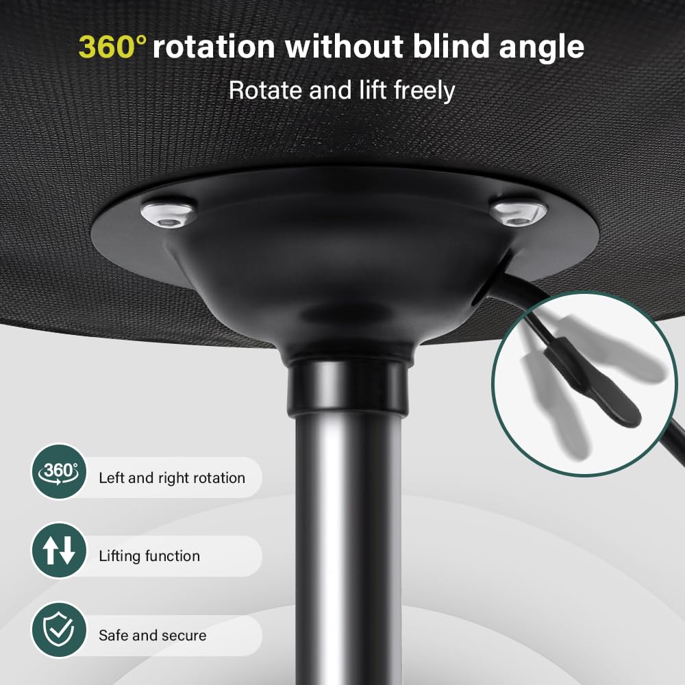 BFTOU Square Swivel Stool on Wheels Perfect for Work SPA Shop Massage Height-Adjustable and Cost-Effective Rolling Stool Chair with Back White (BLACK)