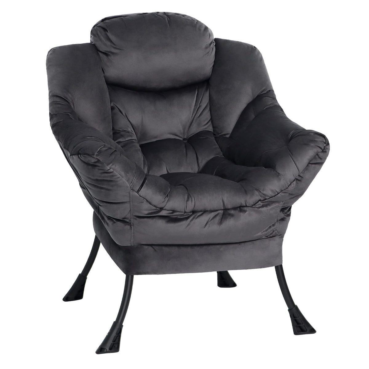 Mordchil EU Comfy Chair for Adults,Armchair for Living Room,Velvet Reading Chairs for Bedroom, Accent Chairs for Dorm with Steel Frame,Dark Grey