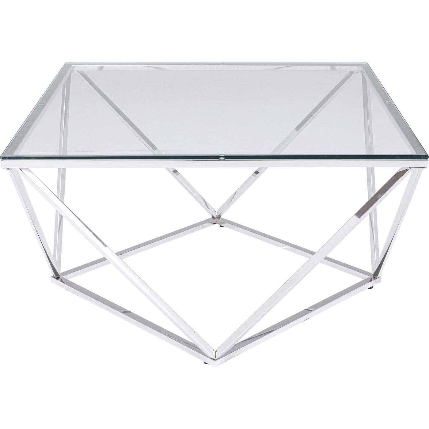 Kare Design Side Table Cristallo Chrome, Elegant, Square, Stainless Steel, Glass, Bedside Table, Room Decor, Home Decor for Living Room, Office