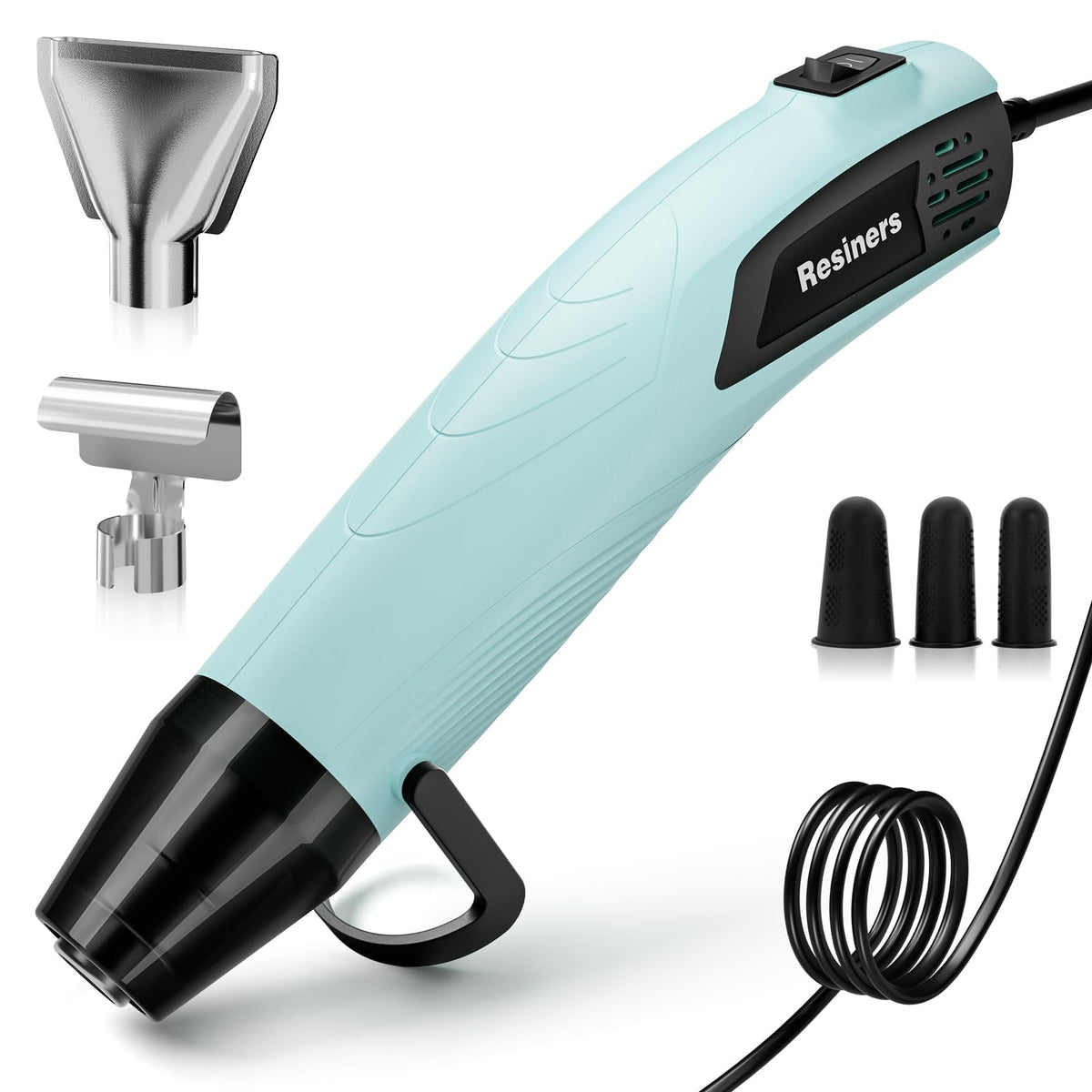 Resiners Heat Gun for Resin, 350W Fast Heating Dual Temp Heat Gun (482?F~662?F) with 3 Nozzles & 3 Silicone Covers, 4.9Ft Long Heat Gun for Bubble