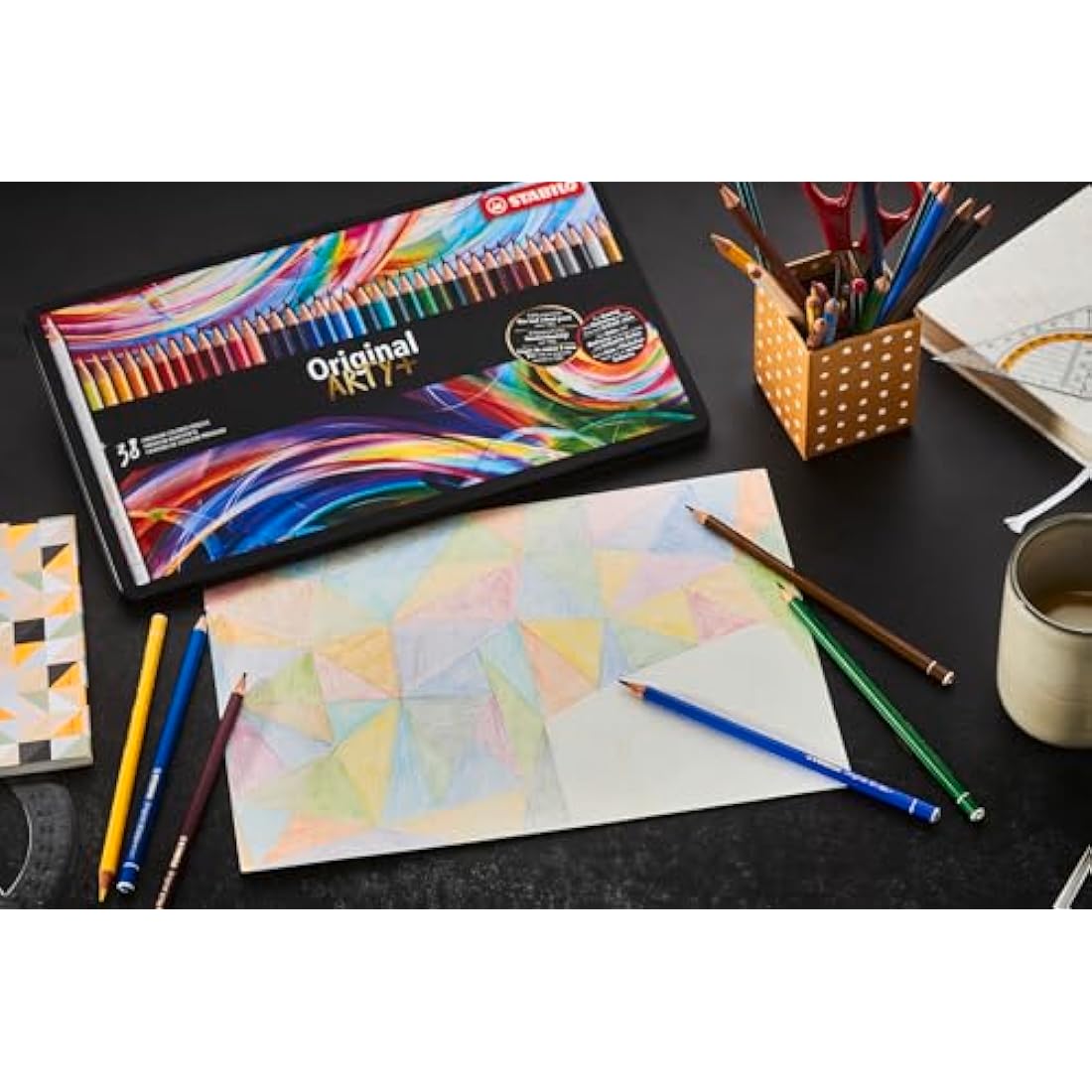 STABILO Original - Thin Lead Colouring Pencil - ARTY+ - Tin of 38 - Assorted Colours