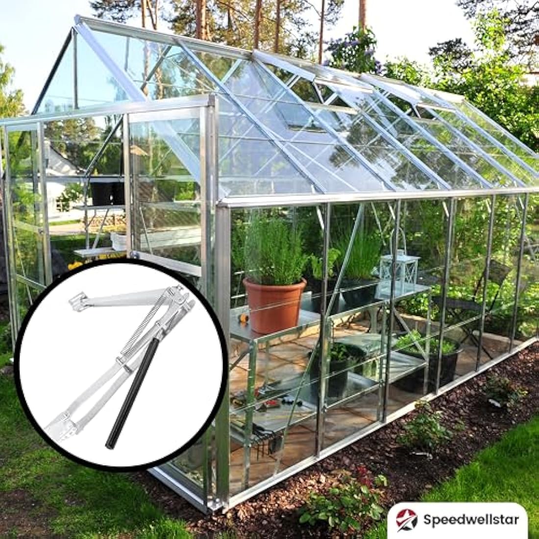 Speedwellstar Heavy-Duty Auto Greenhouse Window Vent Opener - Twin Double Springs Lifts Up to 15kg – Solar Heat Sensitive Automatic Kit