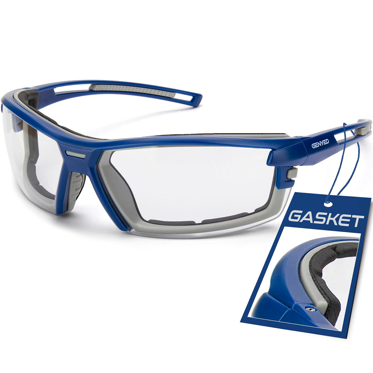 GENYED Safety Glasses CE EN166 certified with Foam Gasket, Anti Fog Scratch Resistant UV400 Protection, Wrap-Around Lenses, Safety Goggles, Protective