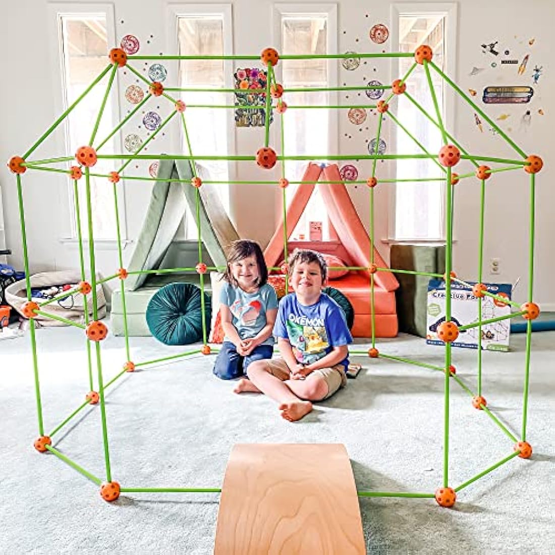 Kids Fort Building Kit - 130 Piece, Construction Toys for 5+ Years Old Boys & Girls, Den Building Kit DIY Play Tent Indoor & Outdoor, STEM Building Toys - Fort, Play House, Secret Base