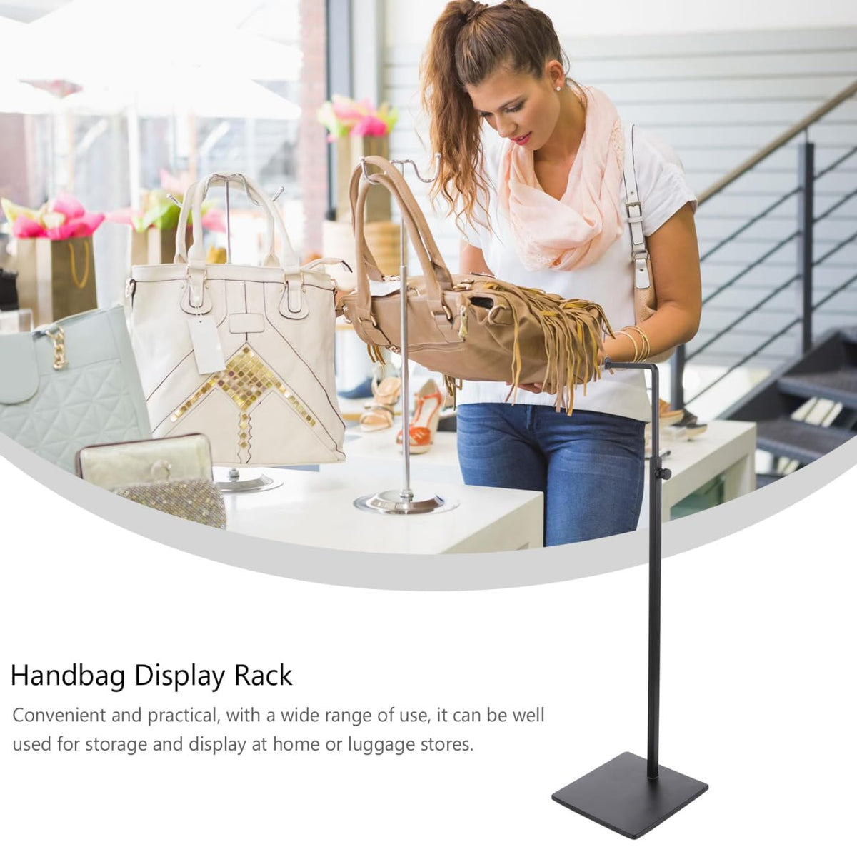 1pc Useful Handbag Display Rack Adjustable Height Women Bag Holder Storage Rack- Shop Equipment