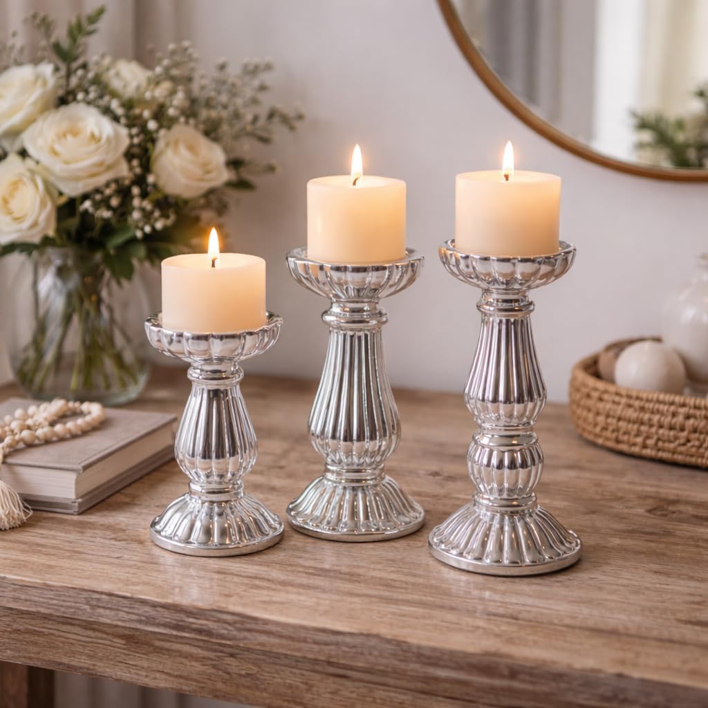 3  Piece Staggered Pillar Candle Holder Set