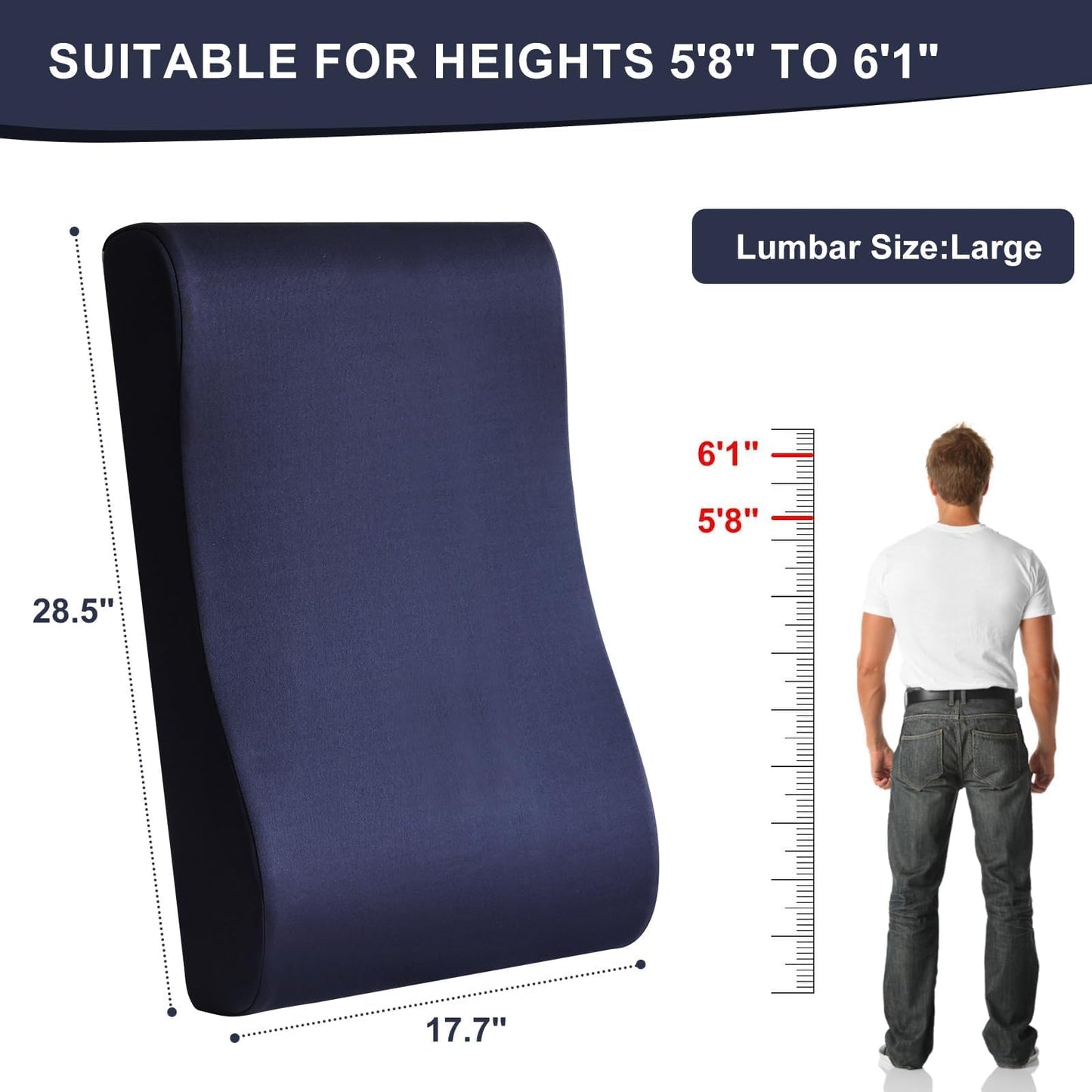HAVARGO 2-in-1 Neck Pillow Lumbar Support Pillow for Recliner Couch - High-Density Foam Cushion Ergonomic Back Support for High-Back Rocking Chairs