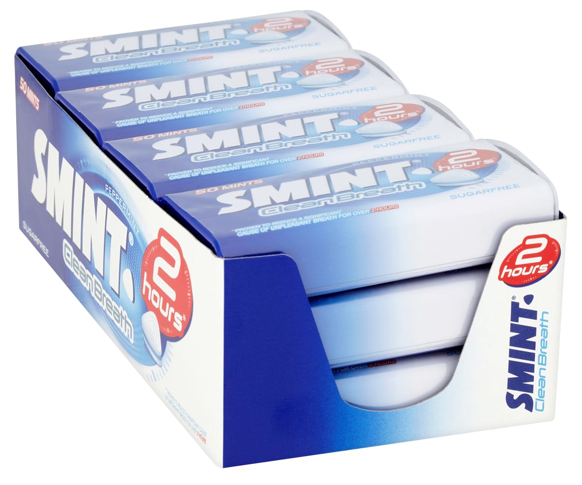Smint Sugar Free Mints ? 2 Hour Clean Breath, 50 XXL Peppermint Flavour - 12 Tins