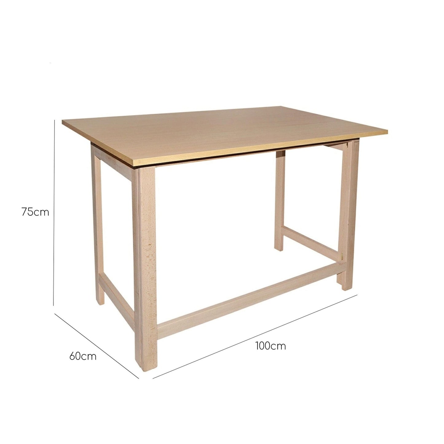 Mueblear 7015 Wooden Folding Table without Polish 100 x 60 x 75 cm