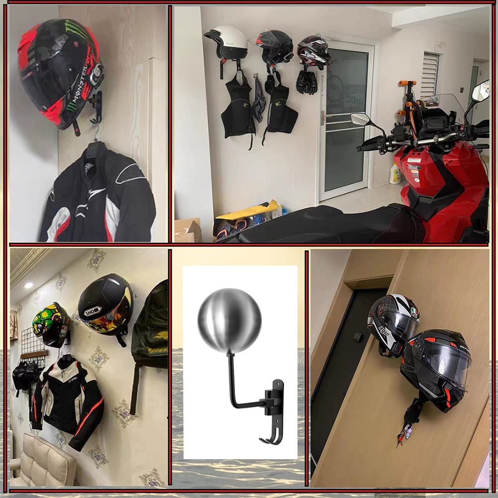 motofans Helmet Holder Wall Mounted Motorcycle Helmet Hat Holder Aluminium Alloy and Stainless Steel Ball (Pack of 2)