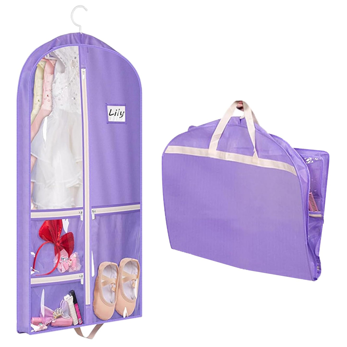40 inch Dance Costume Bag, Costume Bags for Dancers, Dress Bags with 5 Zipper Pockets