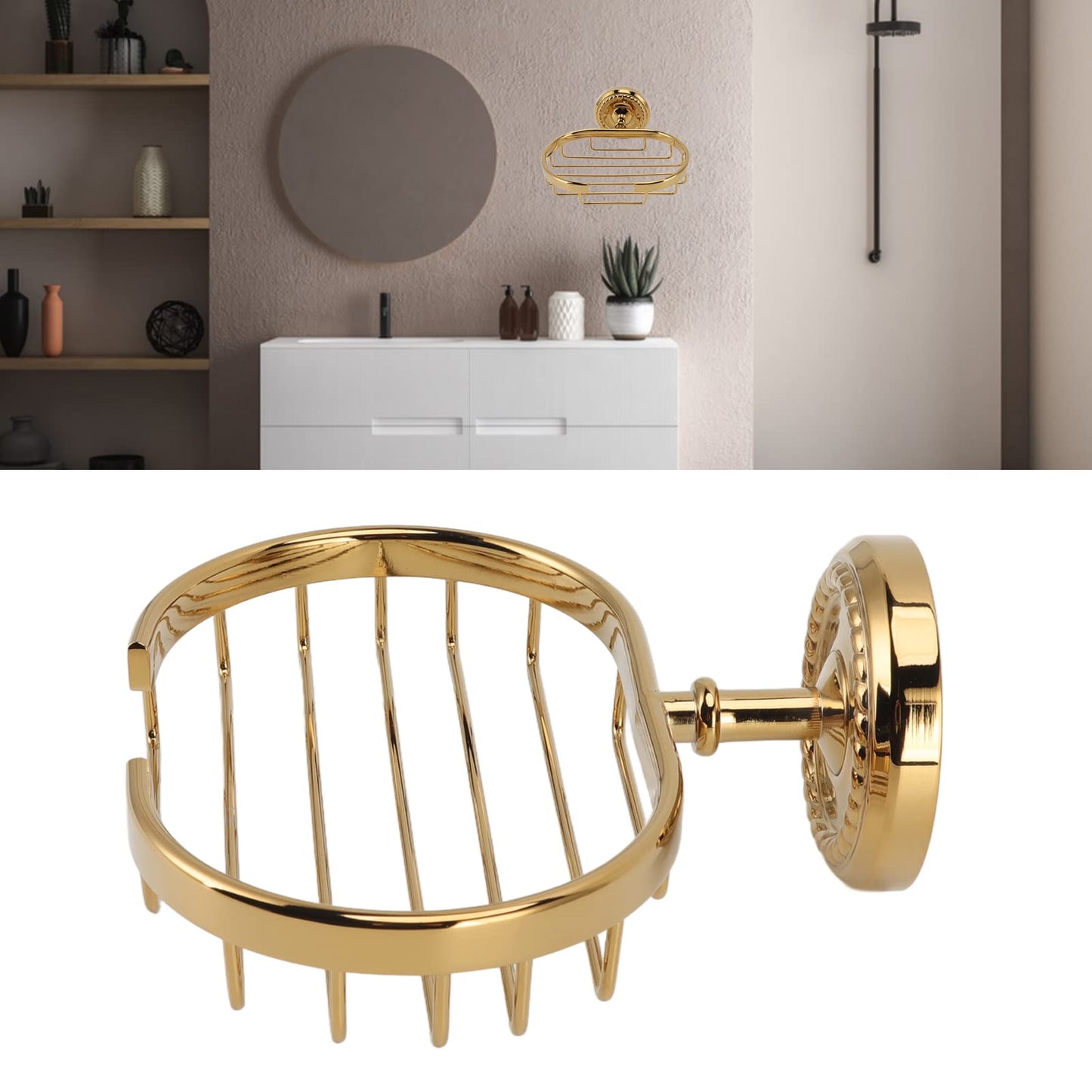 Wall Mounted Metal Soap Holder Soap Dish Sponge Holder Antique Soap Basket for Bathroom Shower Kitchen Screw Installation Gold Copper Stainless Steel