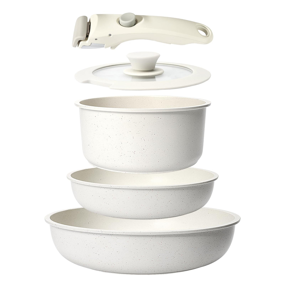 GiPP Pots and Pans Set Non Stick,5PCS Cookware Sets Nonstick Detachable Handle,Induction Kitchen Set Removable HandleRV Cookware Set,Oven