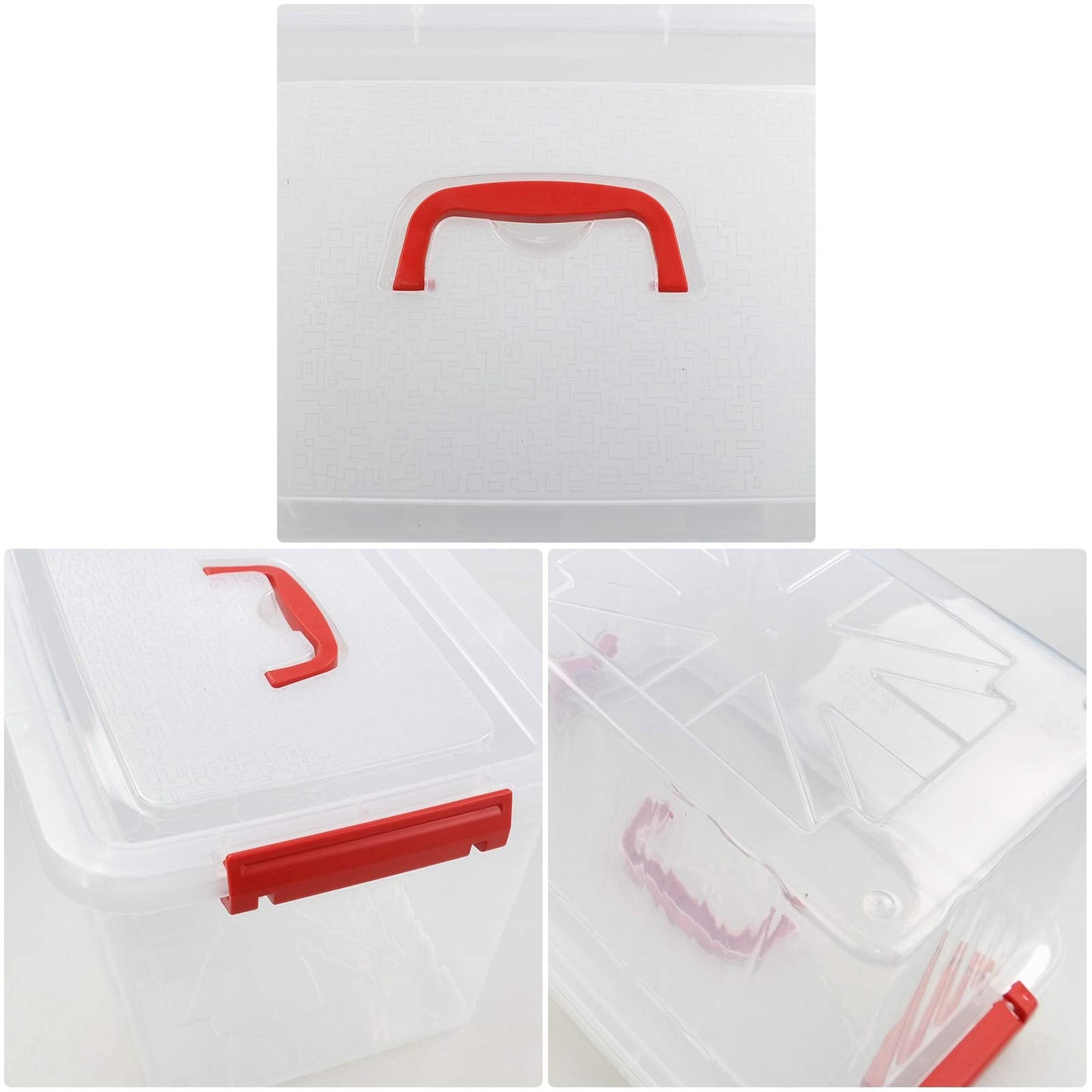 Uumitty 10 L Clear Plastic Storage Bin with Lids, 6-Pack
