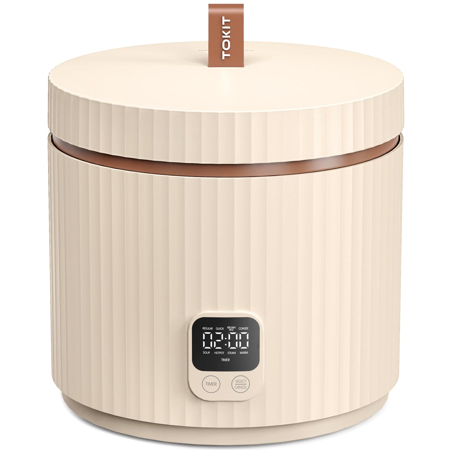 TOKIT Rice Cooker Small 3 Cup Uncooked /6 Cup Cooked, Modern Multifunctional Mini Rice Cooker with Display Touch Button for 1-3 People Ceramic Coated
