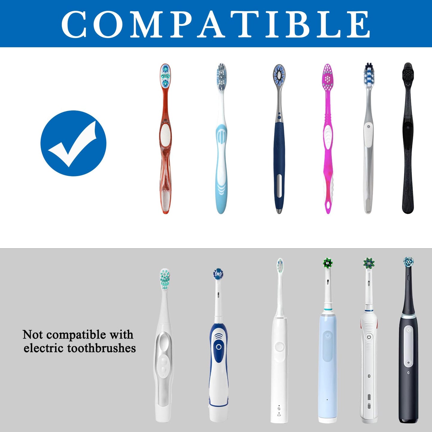 Linkidea 6 Slots Toothbrush Holder with Dustproof Cover & Toothpaste Clip, Plastic Self-Adhesive Brush Hanger for Shower