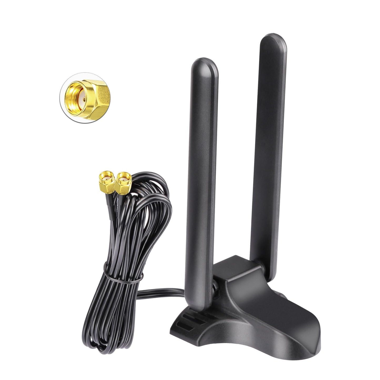 Eightwood WiFi 6E Tri-Band 2.4/5/6GHz Aerial Magnetic Base Omnidirectional Antenna for PC Desktop Computer PCI PCIe cards Wireless 6E Router WiFi