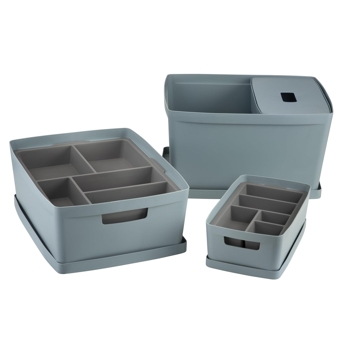 IDEA HOME FLEXISTORE Storage Box 5L – Durable Organizer with Lid and Handles – Unbreakable Plastic – Denim Blue Storage Container for Home and Office