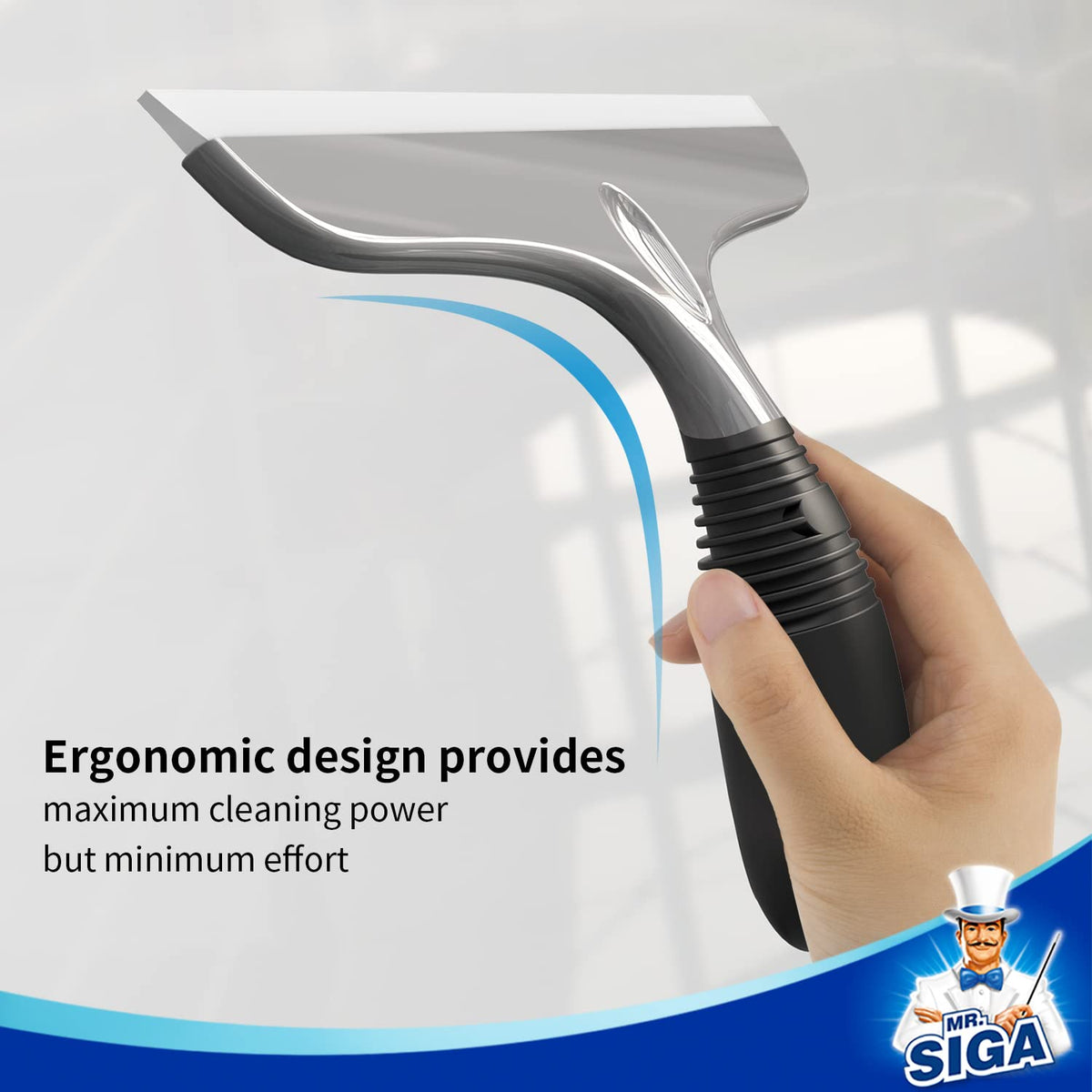 MR.SIGA Silicone Squeegee for Shower Doors, 25 cm/10 inch, grey & Black