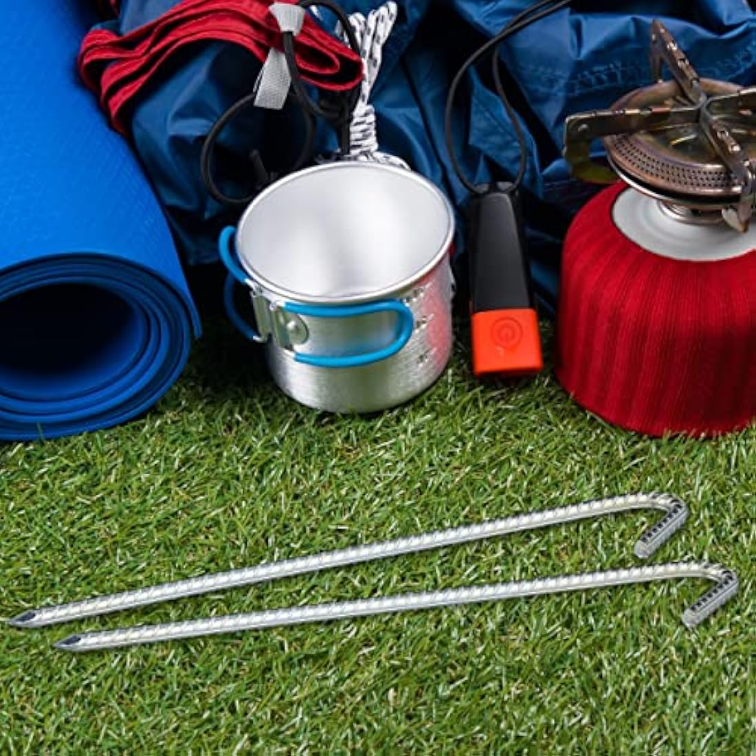 Relaxdays XL Set Of 10 Ground Anchors, Extremely Solid Ground Anchors, Tent Accessory; 39 cm, Galvanized Steel, Silver