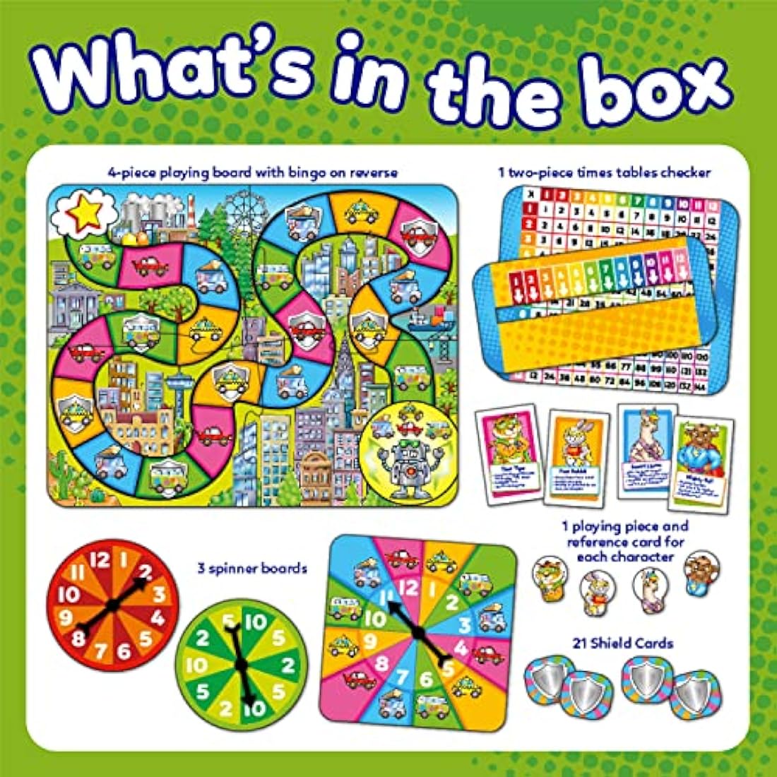 Orchard Toys Times Tables Heroes - 2 in 1 Maths Games for Kids with Multiplication Bingo and Counting Board Game - Children’s Learning and Educational Math Games for 6-9 Year Olds - 2-4 Players