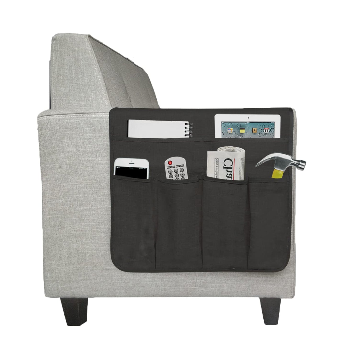 Sofa Chair Armrest Storage Organizer Non-Slip Couch Recliner Remote Control Holder Waterproof Sofa Arm Tidy Hanging Storage Bag with 5 Pockets Holder