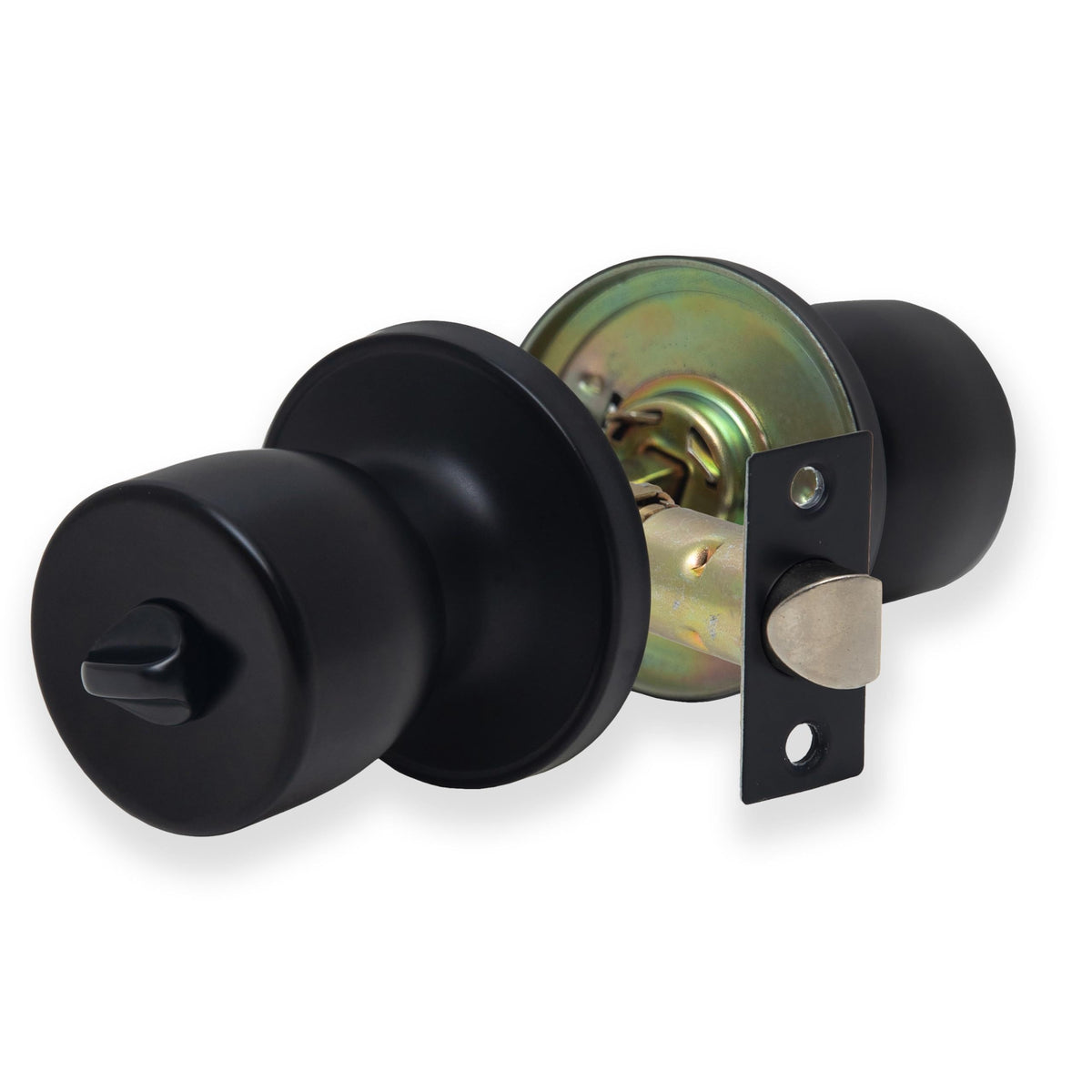 XFORT Tulip Privacy Knob Set Matt Black, Keyless Door Knob with Lock for Internal Wooden Bathroom Doors