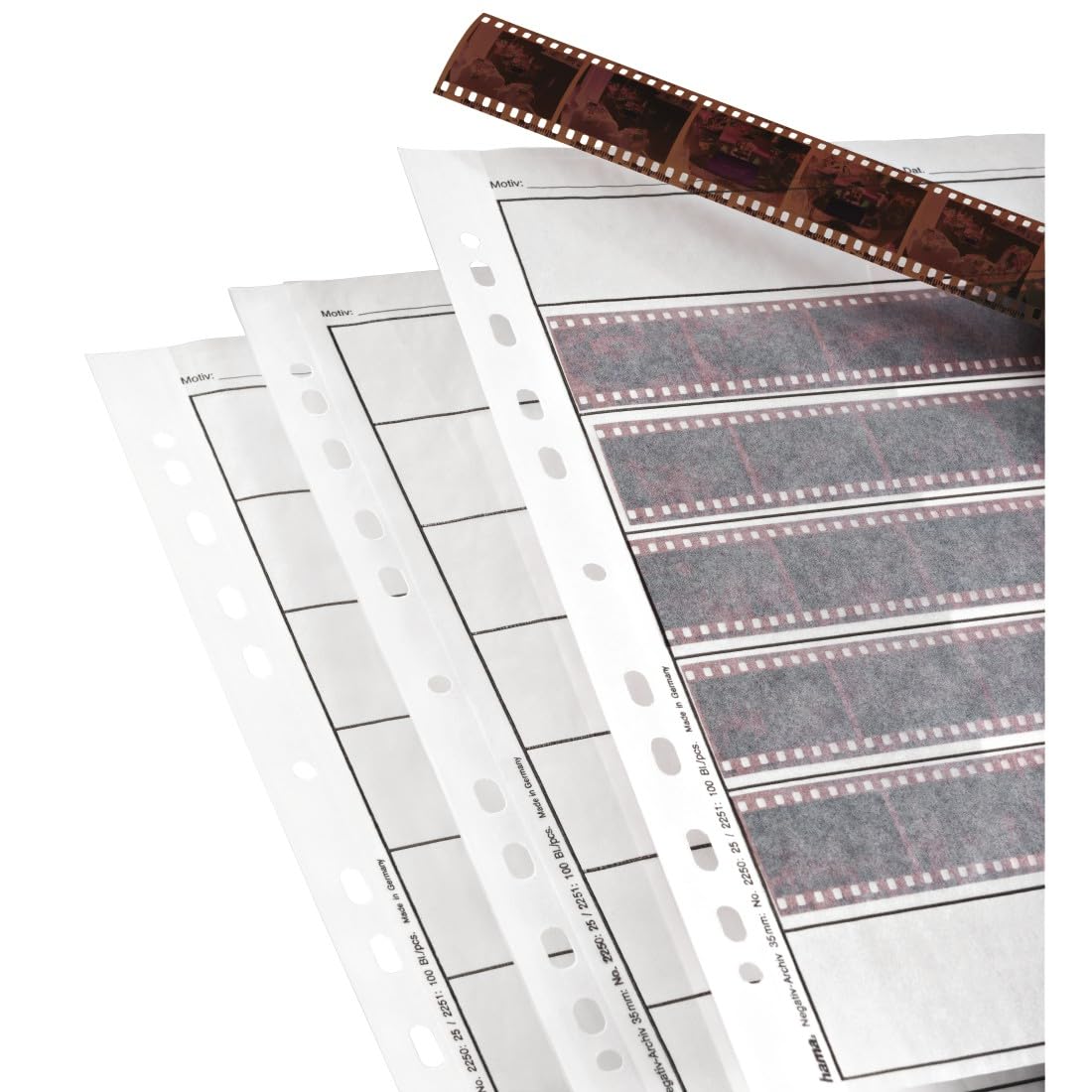 Hama 100 Negative Archiving Sleeves for 7 Small Picture Strips with 6 Pictures Each | 4,200 Negatives | Glassine