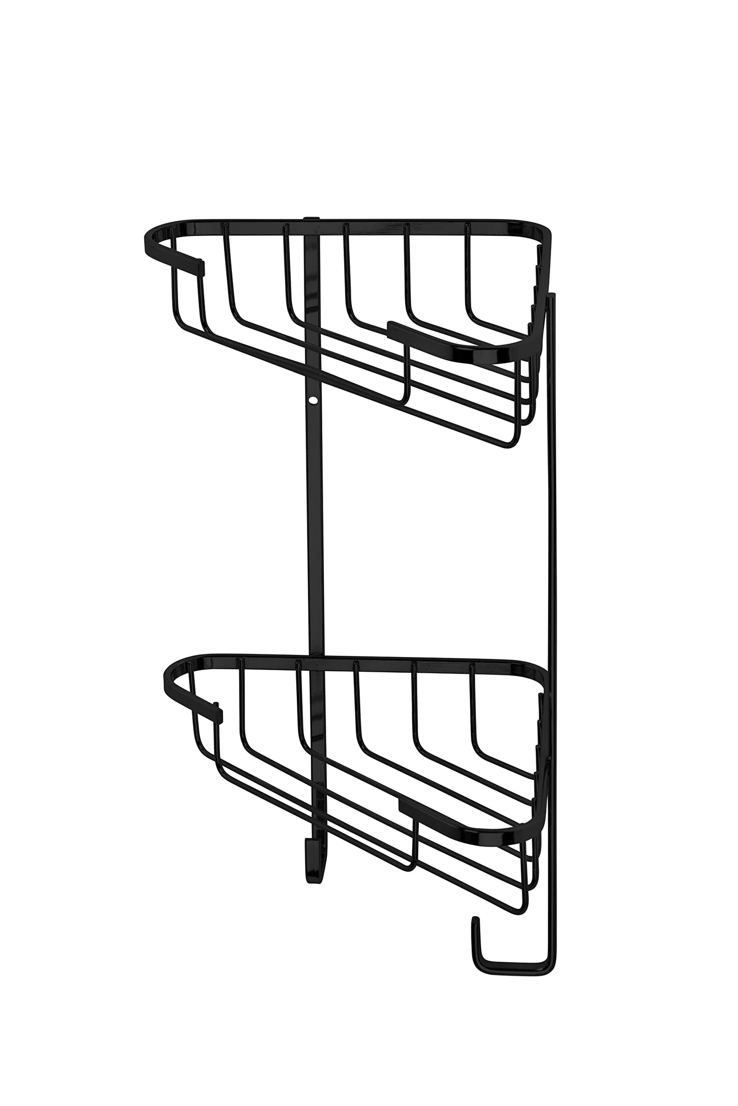 Croydex Slimline Corner Shower Caddy - Matt Black Bathroom Accessories Durable Steel Bathroom Shelves for Modern Bathrooms, 2-Tier Shower Corner