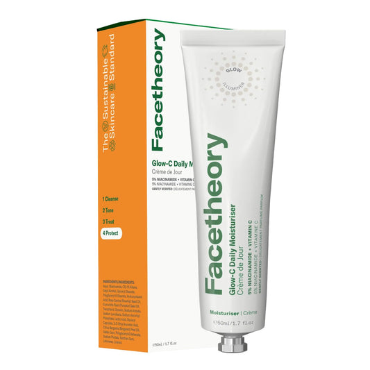 Facetheory Glow-C Daily Moisturizer SPF 30 (Unscented) - Lightweight Cream for All Skin Types with Dual-Action Vitamin C and Niacinamide for Smooth