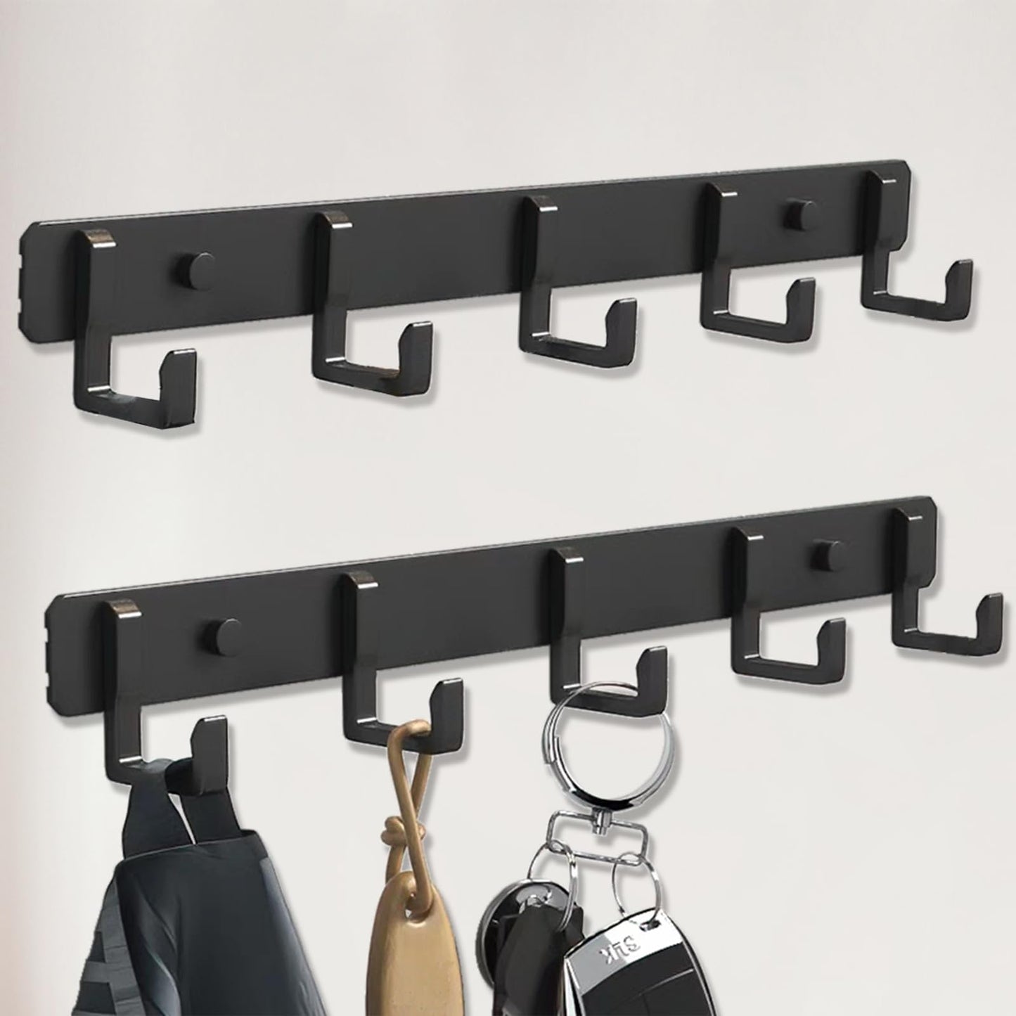 Bosdontek 2 Pack Wall Coat Racks, Heavy Duty Coat Hooks Wall Mounted Clothes Hanger Rustproof Coat Racks Multi-Purpose Wall Hooks Coat Rack for