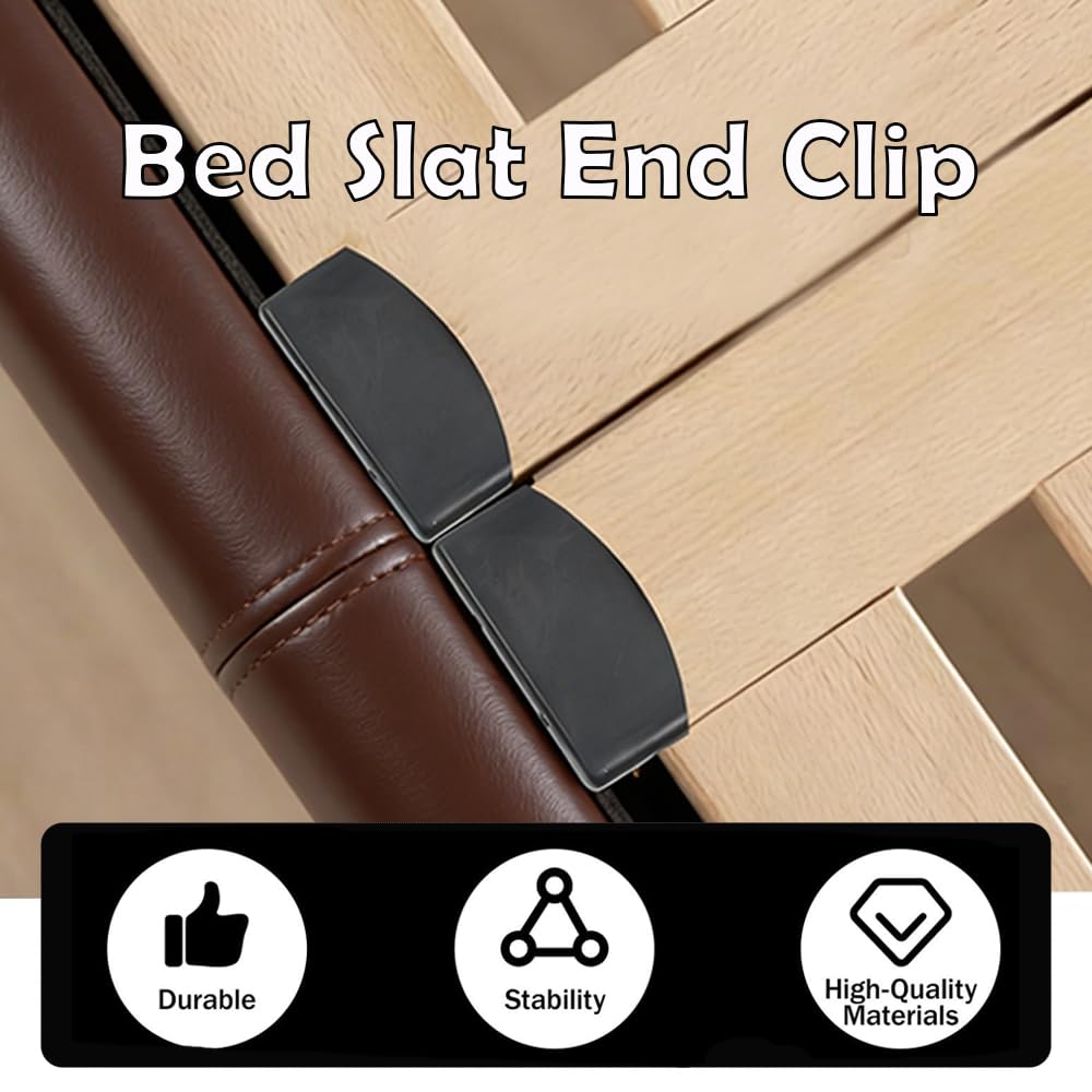 HANZMQIYJJ Bed Slat Holders, 50mm Bed Slat Caps, Side Slat Holders Replacement for Single Double, King, Queen Size Beds- Plastic Replacement (Black)