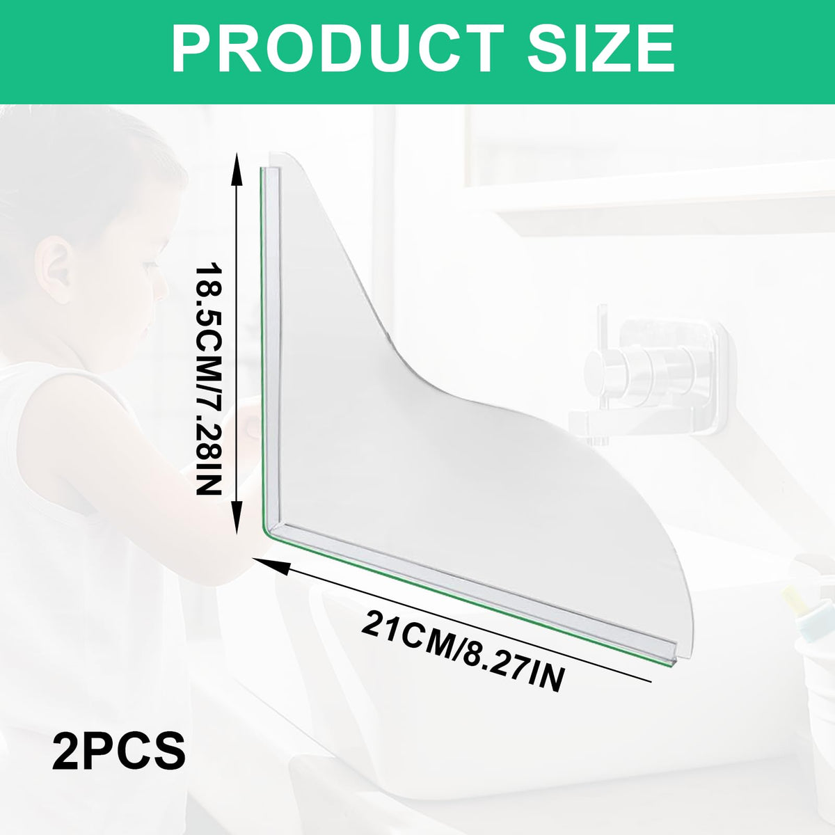 Dongnesi 2PCS Bath Shower Splash Guard, Kitchen Sink Water Splash Guard, Self Adhesive Corner Water Guards for Bathroom Restroom Bathtub Kitchen