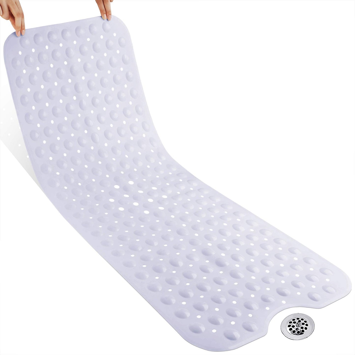 Yimobra Bath Mat 100 x 40 cm, Extra Long Non-Slip Shower Mats with Drain Holes and Suction Cups, Machine Washable, Bathtub Mats Ideal for Elderly &