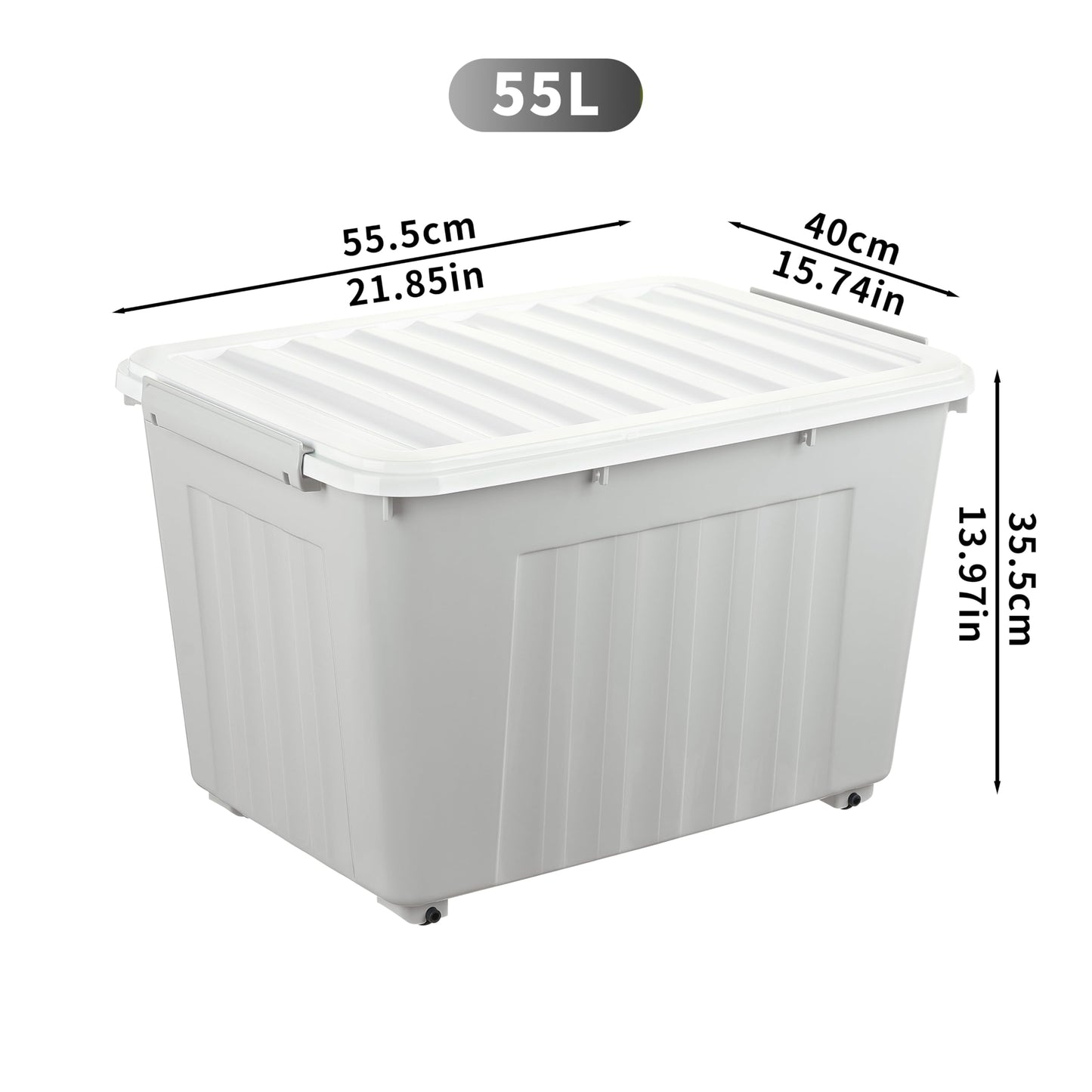 Cetomo 55L*6 Storage Boxes with Lids, Plastic Storage Box with Wheels and Secure Side Latches, Stackable & Nestable Organizer for Home, Office