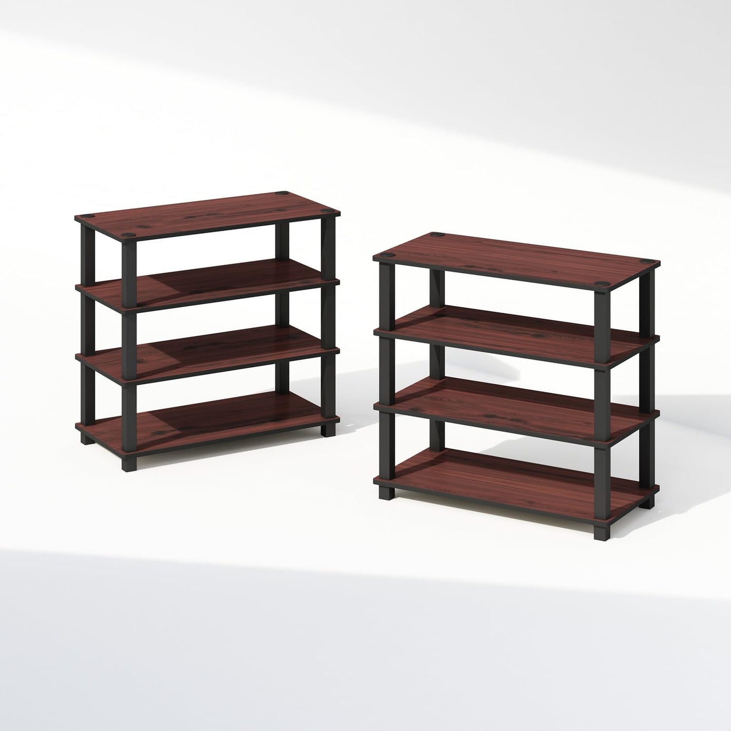 Furinno TURN-N-TUBE Storage Shelves Set of 2, 4-Tier Stackable Standing Shelf, Open Corner Shelf, for Organization and Storage, Living Room, Garage
