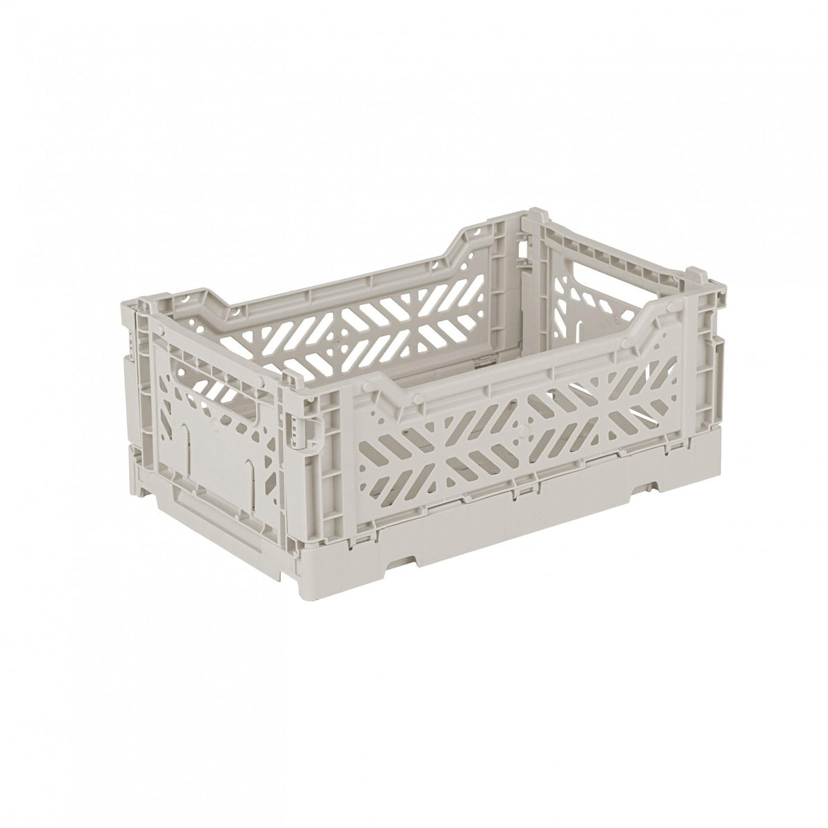AYKASA Folding Crate, Sturdy Folding Box, Plastic, Stackable, Light Grey, Mini (27 x 17 x 11 cm)