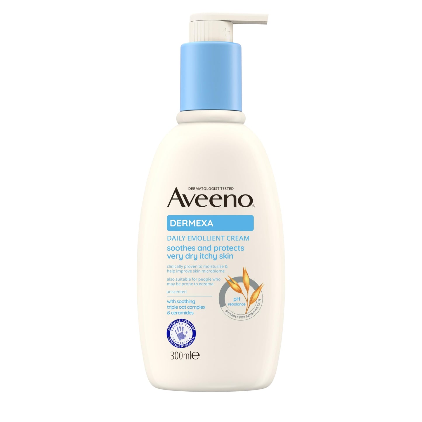 Aveeno Dermexa Daily Emollient Cream (1x 300ml), Emollient Cream Enriched with Triple Oat Complex and Ceramides, Soothing Relief from Dry, Itchy Skin