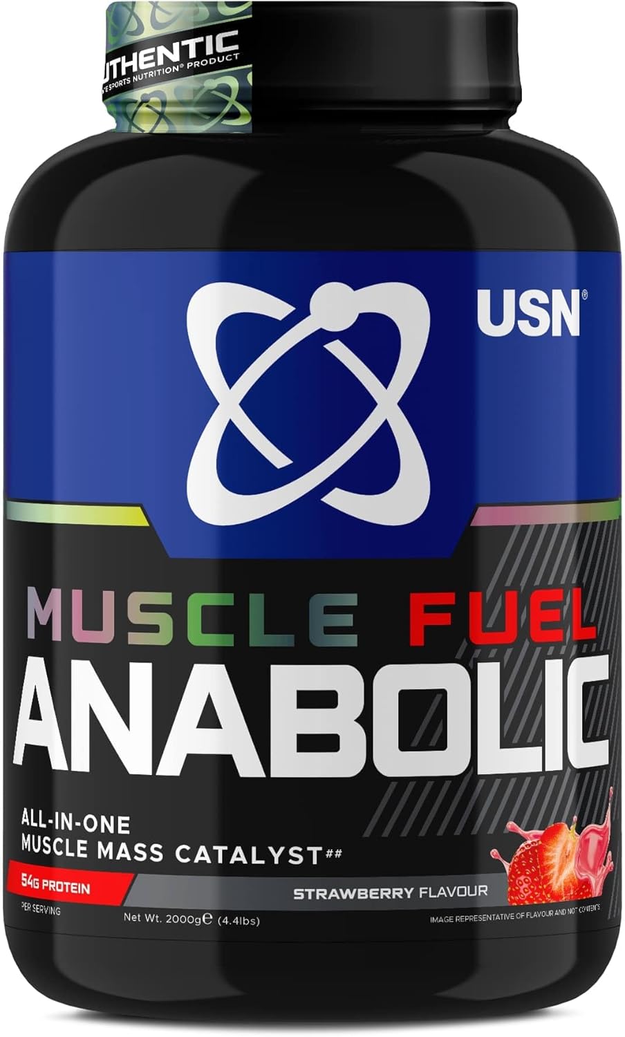 Muscle Fuel Anabolic All-In-One Muscle Mass Gainer, Strawberry Flavour - 2kg, 54g Protein Powder
