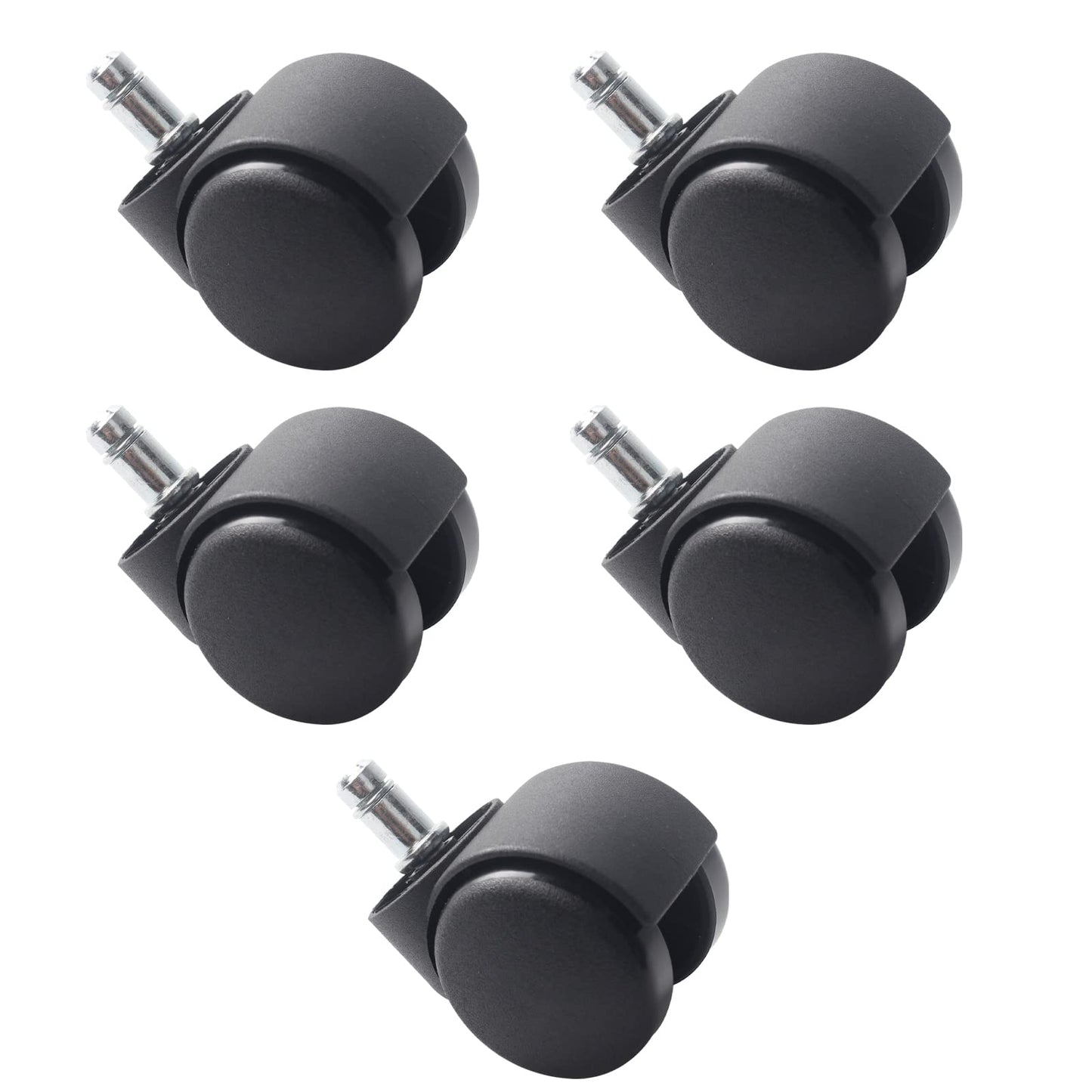 C100AE 5Pcs Universal Office Chair Castor Wheels Replacement, Rollerblade Wheels for Office & Gaming Chairs, Supports up to 500lbs, Quiet, 50mm x 11mm