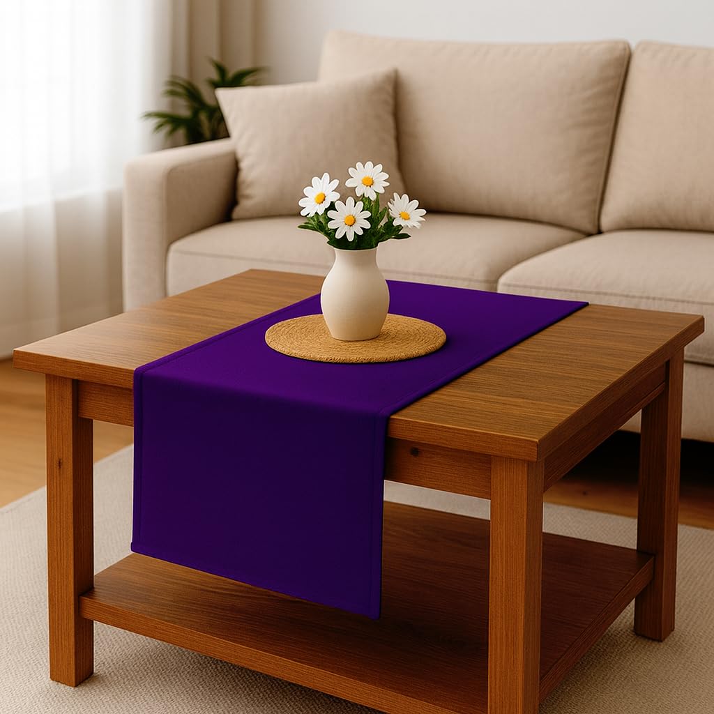 Table Runner Made of Minimate Fabric Modern, Smooth, Wide Hem, Non-Iron, Durable, Washable at 60°C, Can be Tumble Dried, Kitchen and Living Room