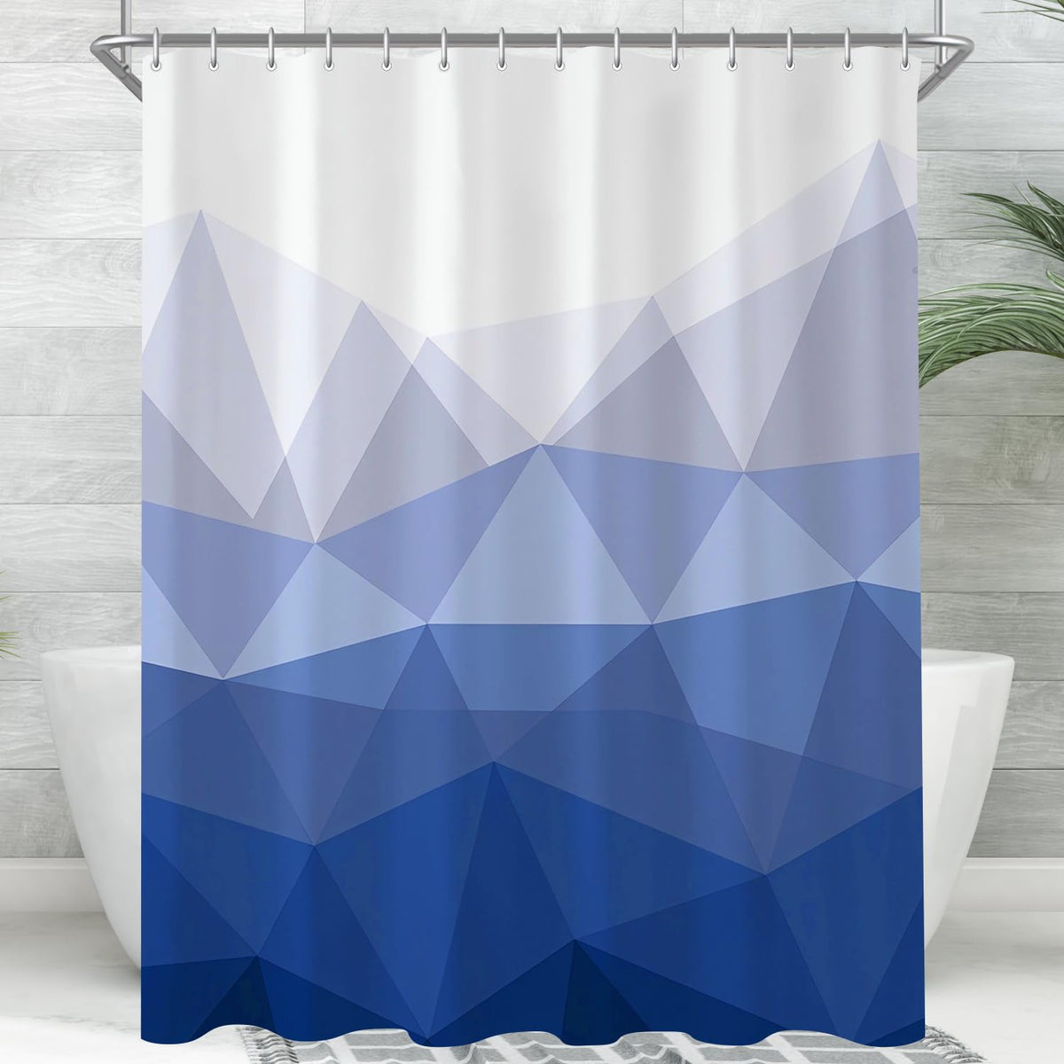 Lerores Shower Curtain, 180 x 200 cm, Geometric Gradient, Weighted Hem, Anti-Mould, Water-Repellent, Washable Polyester Bath Curtains with 12 Eyelets